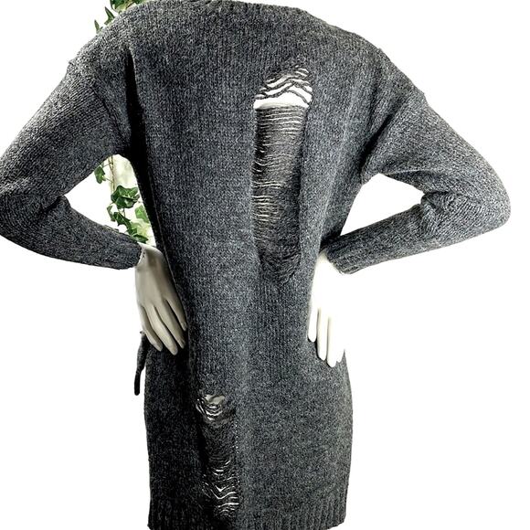 1804 Coin High Low Crew Neck Wool Blend S Grunge Sweater With Styled Holes/Runs - Picture 5 of 16